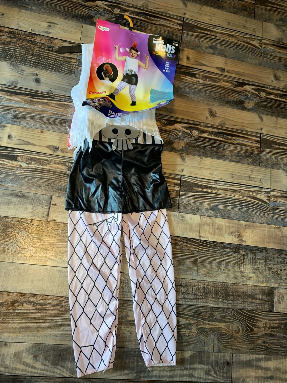 Disguise Trolls Barb Costume - White Top, Black Shorts, Red Hairpiece - Picture 2 of 6